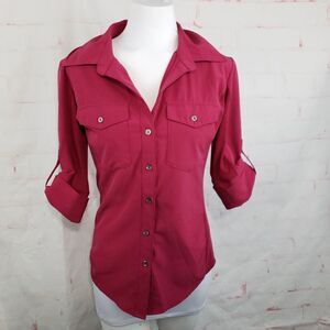 3/$25 Lucy XS button up  soft raspberry magenta